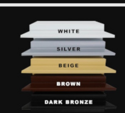 Pet door frame color options: white, silver, beige, brown and dark bronze